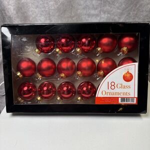 TDC Box of‎ 17 Matte/shiny Red 45mm Glass Ball Christmas Ornaments Holiday Decor